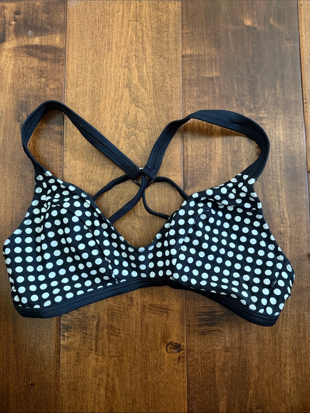 Marika Black & White Polka Dot Racerback Bralette